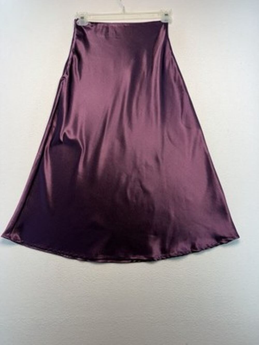 SHEIN Women Tall M Purple Satin Solid A-Line Midi Skirt glam fancycore feminine